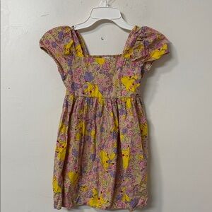 Kids Floral Dress with Cartoon Print Pokemon